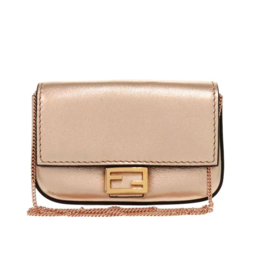 Fendi Bucket Leather Pink Chain Shoulder Bag Charm